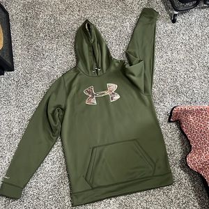 Under Armor green and camo hoodie